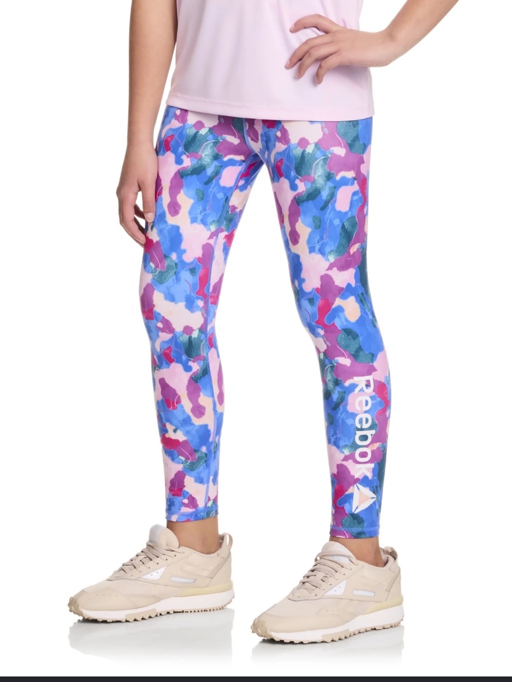Reebok Girls Large Colorful Abstract Athletic Leggings Youth 10/12